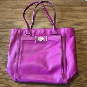 Kate Spade Hampton Road Leather Berry Pink Structured Tote 16"x14”x5” Large